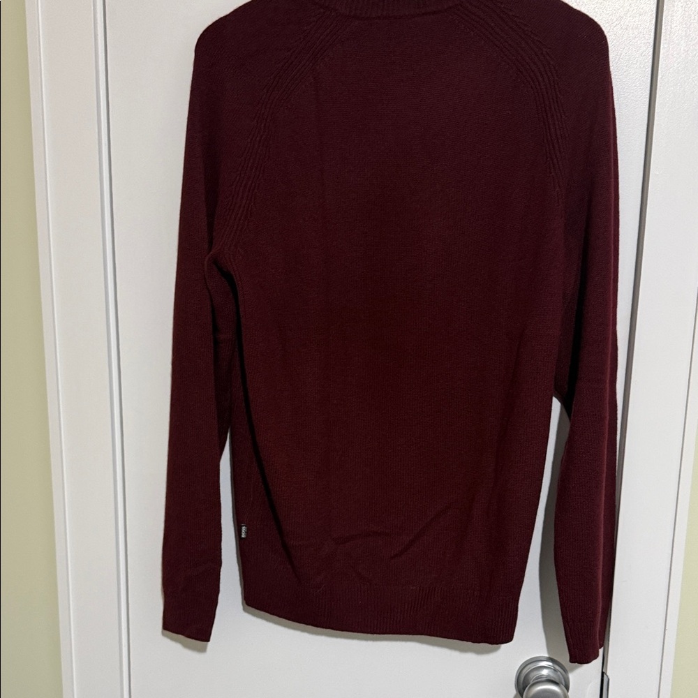 Hugo boss cashmere Men's Deep Red Crewneck Sweater Pullover size L - Picture 7 of 8